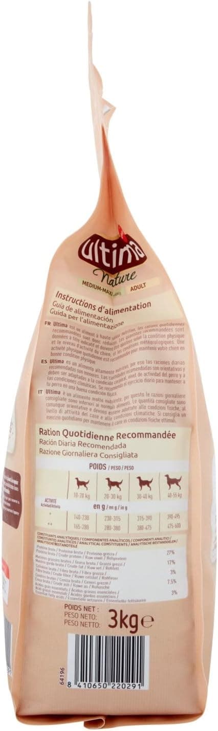 Ultima Nature Croquettes pour Chien Adult Medium/Maxi au Poulet - 3 kg