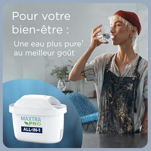 BRITA Cartouche Filtre eau robinet MAXTRA PRO All-In-1 Pack de 4|Goûtez à une eau plus pure1 avec la recharge originale pour carafes BRITA-réduit2 micro-impuretés comme certains PFAS, chlore, tartre