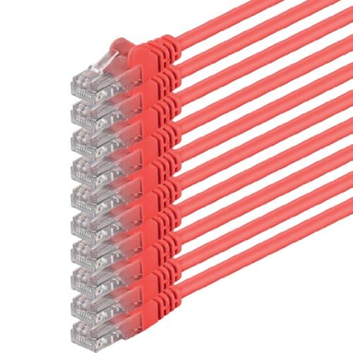 0,5 m - rouge - 10 pièces - (PACK) - Câble réseau LAN Ethernet CAT.6 CAT6 Câble patch 1000 Mbit/s