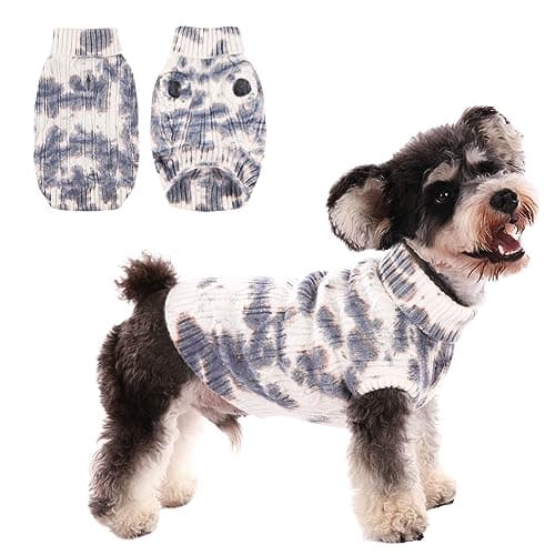CITÉTOILE Pull d'hiver Chaud pour Chien, Manteau Tricoté Doux et Confortable, Vêtement à col roulé de Couleur dégradé adapté aux Chats et Chiens de Petite et Moyenne Taille, Bleu, XS
