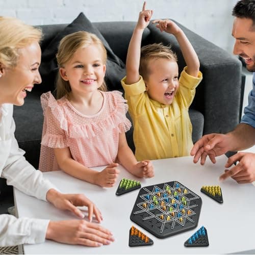Jeu De Triangle en Chaîne, Jeu De Chevi Lles Interactif,Jeu De Société Peg,Jeu De Triangle en Chaîne Amusantavec 4 Chevi Lles De Couleur Et Élastique Blanc pour Les Réunions De Fami Lle Et Voyages