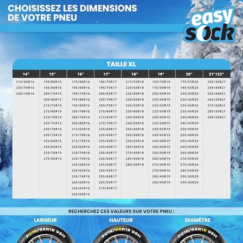 Easysock EASYSOCKS.M Chaîne Neige Textile, Taille XL