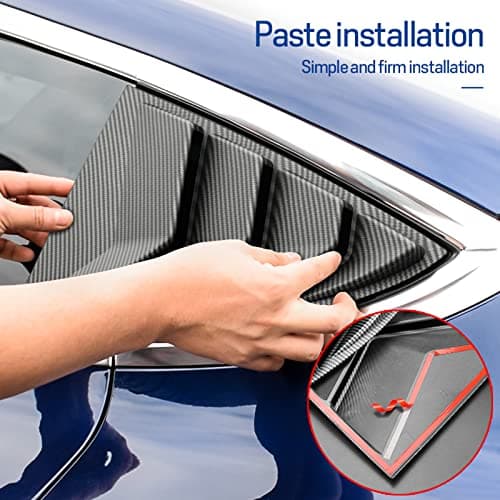 KUNGKIC Lot de 2 persiennes de fenêtre latérale arrière pour Tesla Model 3 2017-2024,Housses de persiennes de fenêtre, ABS,Pare-Soleil,Pluie,décoration extérieure Cool (Fibre de Carbone Mat)