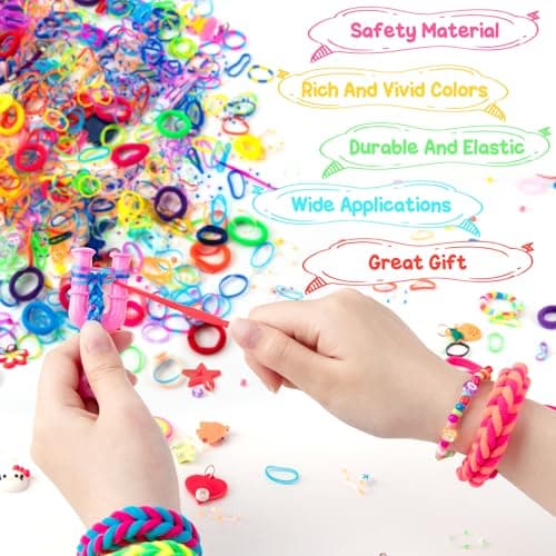 SLEMAKO 18000+ Elastique Bracelet Kit, 20 Couleurs Bricolage Creation Collier Bracelet Elastique Enfant Kit, Tissés Caoutchouc Kit Bracelet Jouets Pour Garçon Enfants Cadeaux D’Anniversaire Et De Noël
