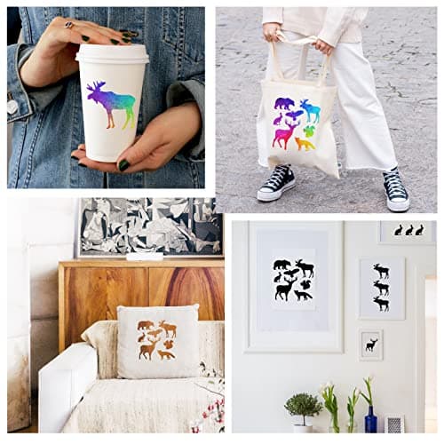 BENECREAT 15.6x15.6 cm Pochoirs en Acier Inoxydable à Motif Animal, Modèle de Peinture Réutilisable Ours Aigle Lapin Renard Pin Arbre Aigle pour Bricolage, Gravure, Scrapbooking