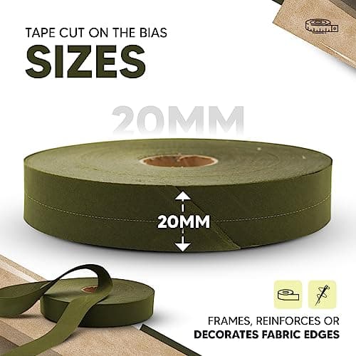 DOJA Barcelona | Biais de Couture Vert | 1 Rouleau Biais Couture 100m | Large 20mm | Ruban Vert Polyester | Biais au Metre | pour Ruban Couture, Passepoil Couture, Galon Couture, Mercerie Biais