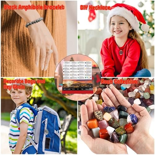 Calendrier de l'Avent 2024 Pierre Precieuse pour Enfants - Calendrier de 24 jours de Noël avec Cristaux et Pierres Naturelles- Cadeau de Noël pour Garçons et Filles