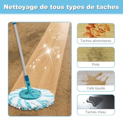 Têtes de Rechange Balai Serpillère Compatible avec Leifheit Clean Twist Disc Mop, Chiffons de Franges de Remplacement en Microfibres
