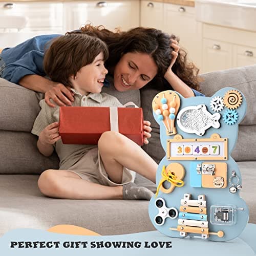 Doovasen Busy Board pour Enfants, pour Apprendre la motricité Fine et Les compétences de Base de la Vie Jouets éducatifs préscolaires Cadeau pour garçon ou Fille
