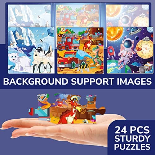 QUOKKA Puzzle Magnétique pour Enfants de 2 à 3 Ans - Jeux Magnétiques de 3 à 5 Ans - Jeux de Voyage Livre Magnétique de 4 à 6 Ans - 24 pièces Puzzle Magnétique Dinosaure Animale - Cadeau magnétique