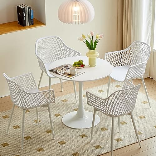 buybyroom Table de Salle à Manger Ronde Moderne scandinave Simple Petite Table pour Cuisine, Salle à Manger et Salon Blanc
