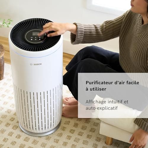 Bosch Air 6000 Purificateur d'air - Élimine les Polluants, Avec un Filtre à Air et un Mode Sommeil (< 25 dB(A)) - Pour jusqu'à 125 m2 - Avec Capteur Intelligent et Mode Automatique - CADR : 600 m3/h