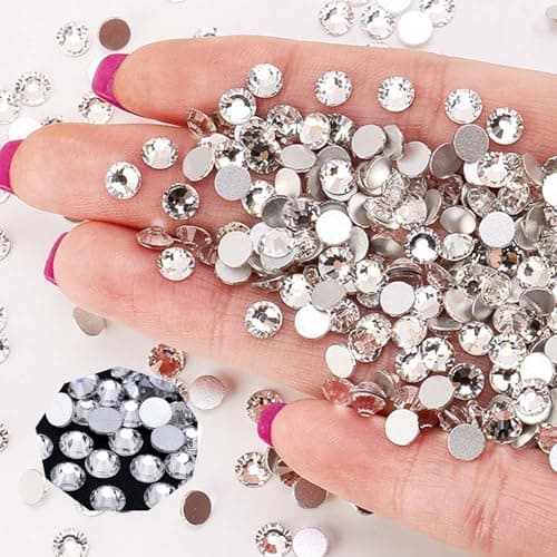 2880 Pièces 2.7-2.9mm Strass Kit, Silver Round Cristal, Rhinestone Non Autocollant, éBlouissant Gemstone pour DIY Artisanat Vêtements Bricolage Décoration