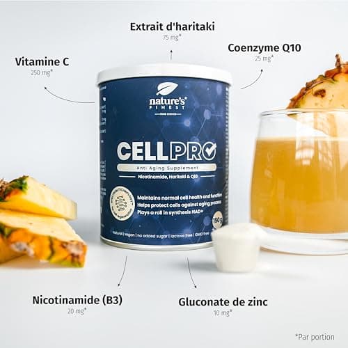Nature's Finest Cell PRO | Formule Anti-Âge Avancée | Nourrit et rajeunit la peau | Prend en charge la santé et la vitalité cellulaires optimales | Végétalien | Qualité testée par des tiers