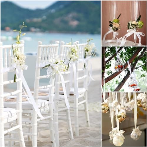 AWCIGG® Ruban de Satin Blanc 20mm x 88m, Ruban Satinée pour Emballage Cadeau, Gâteau, Couture, Artisanat, Ballons, Coffrets, Bouquets, Décoration de Noël et Mariage (22m/rouleau)