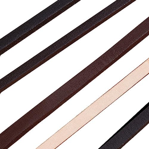 GORGECRAFT 5 m Lacet Plat en Cuir 7 mm de Large Cordon en Cuir Véritable Cordon de Tressage Noir Bandes de Cuir Brillant Perles Sangle Fils pour Bricolage Cuir Artisanat Collier Bracelet Bijoux