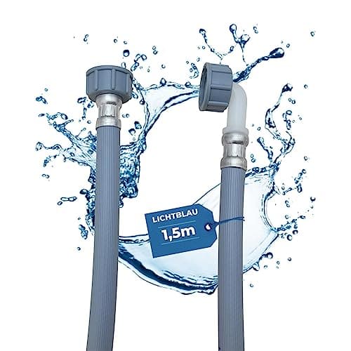 Lichtblau Tuyau d'arrivée d'eau Lave-linge Lave-vaisselle 2964 Raccordement longueur 1,5m I 3/4" coudé/droit avec joint I Tuyau d'arrivée d'eau usage universel Indépendant du fabricant