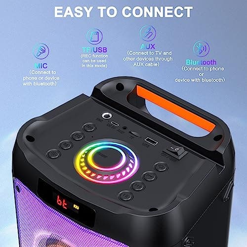 JYX Machine de Karaoké avec 2 Microphones, Karaoke Adulte Bluetooth Portable Éclairage RGB, Équipement de Karaoké pour Les Fêtes d'amis, Les Événements Familiaux, Supporte TF/USB, AUX, FM, REC, TWS