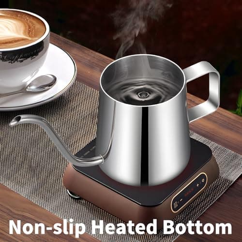 Cafetière à Bec Long et étroit 350 ML, Petite Bouilloire à Col de Cygne à Oreilles Fines Suspendues en Acier Inoxydable pour Usage domestique(Argent)