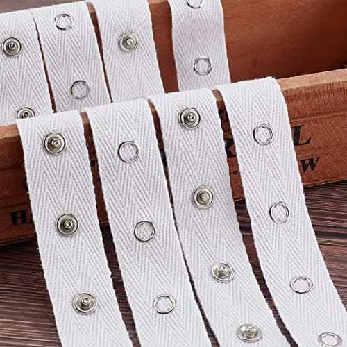 nbeads 6 Verges(5.48 m)/Rouleau Ruban à Bouton-Pression, 2cm Large Blanc Couture Bouton Pression Attache Bouton Bandes Snap Bande Vêtement Accessoires pour Vêtements Attache Couture Artisanat