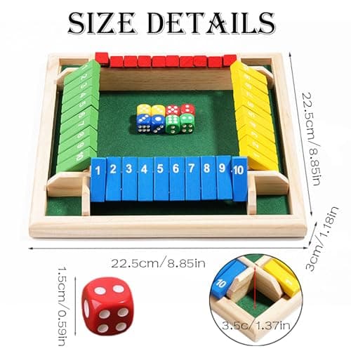 GGesii Shut The Box Jeu de Dés en Bois, Shut The Box Jeu de Table en Bois, Jeu de Dés Shut The Box 4 Joueurs Jeu de Mathématiques, pour Salle de Classe, Maison, Fête ou Pub