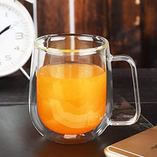 Vicloon Tasse Double Paroi, Lot de 6 Double Paroi Verre à Café en Verre Transparent, Verres à Double Paroi, Tasses en Verre Borosilicate, pour Thé,Café,Lattes,Cappuccino,Espresso,Bière