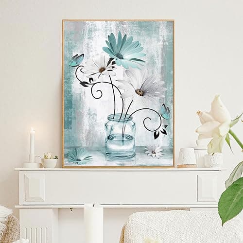 Yunruily Fleurs Diamond Painting Adulte,Fleurs Painting Diamant Adulte,Diamond Painting Kits Complet Fleurs Décoration Murale Pour La Maison 12x16inch