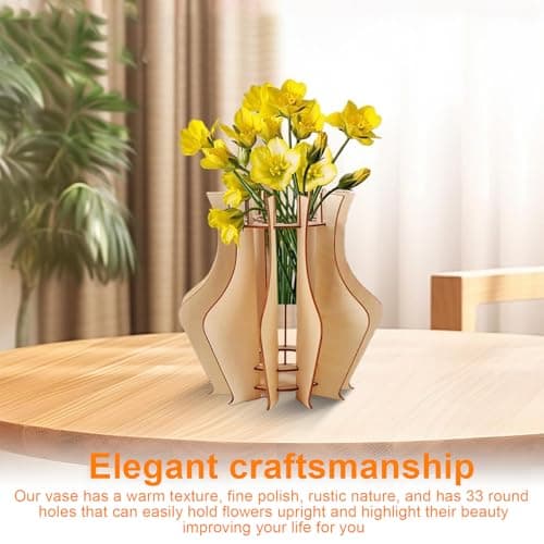 LERANXIN Bois Vase de Fleurs, Vase Fleur Kit Construction Vase Bouquet, 3D Vases en Bois Peut Contenir 33 Bouquets, Vase Créatif pour Décoration Bureau, Amateurs Fleurs