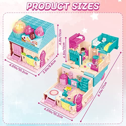 deAO Maison de poupées,Maison Miniature,Monde de la Boulangerie,Mini Maison de poupée à emporter,Convient aux Enfants de 3 Ans et Plus,Cadeau d'anniversaire de Noël