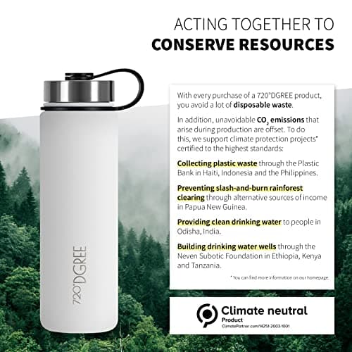 720°DGREE Bouteille Isotherme noLimit – 410ml | Gourde en Acier Inoxydable d'eau, thé, café, jus, Boisson Chaud ou Froid | Premium de Isolée sous Vide + Gratis Sport Couvercle