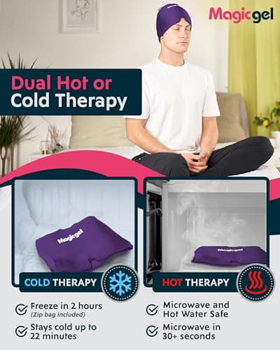 Magic Gel Migraine Ice Head Wrap | Véritable soulagement de la migraine et des maux de tête | La casquette originale contre les maux de tête | Froid, confortable, sombre et frais ; (Violet)