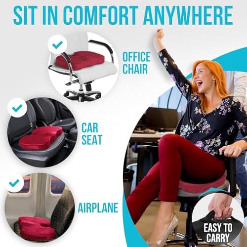 FORTEM Coussin Chaise, Coussin de Siège, Coussin pour Chaise de Bureau, Coussin en Mousse à Mémoire de Forme, Coussin Antidérapant pour Gaming, Coussin Voiture Conducteur, Housse Lavable