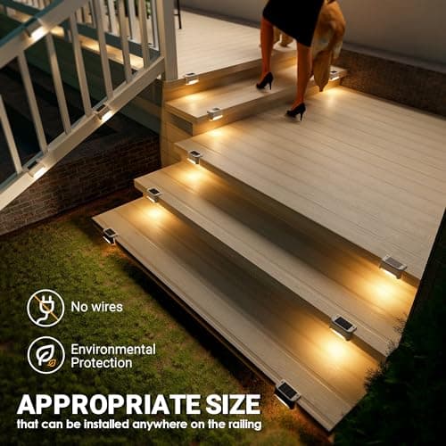 GIGALUMI Lot de 8 Lampes Solaires pour Escaliers Extérieurs, Éclairage Extérieur Solaire,Étanche Lampes Solaires pour Clôture, Escalier, Marches, Cour(Blanc,Blanc Chaud)