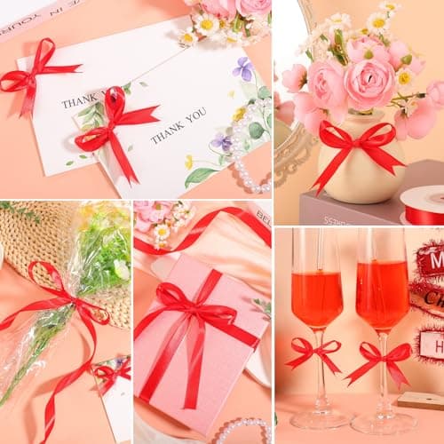 2 Rouleaux Ruban Rouge Noel, 1.2cm X 22m Ruban Satin Rouge Ruban Cadeau Noel, Noeud Rouge Noel pour Emballage Cadeau Noël Fête Mariage Valentin Gâteau Bouquet Faire