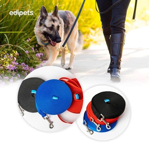 Edipets, Laisse Chien, Longe pour Chien, 1.5m / 3m / 5m / 10m / 15m, pour Chien de Petites à Grandes Taille (15 M, Noir)