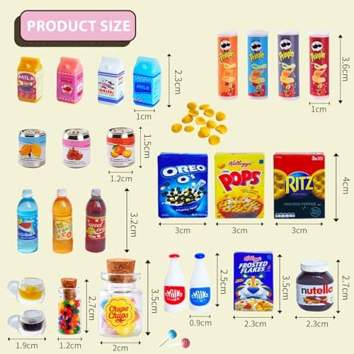 BQLYblink Mini Nourriture Jouet 1/12, 28 Pièce Jouets de Miniatures Alimentaires Boissons, Mini Nourriture Miniature Accessoires Miniatures de Cuisine pour Maison de Poupee Miniverse