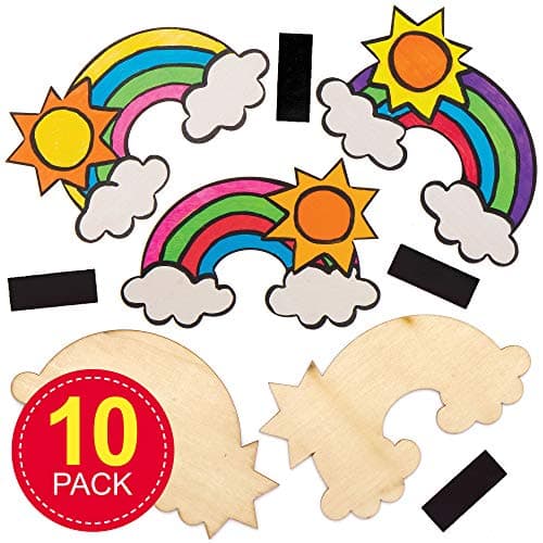 Baker Ross Aimants en Bois motif Arc en Ciel - Lot de 10, Activités Manuelles pour Enfants (AT741)
