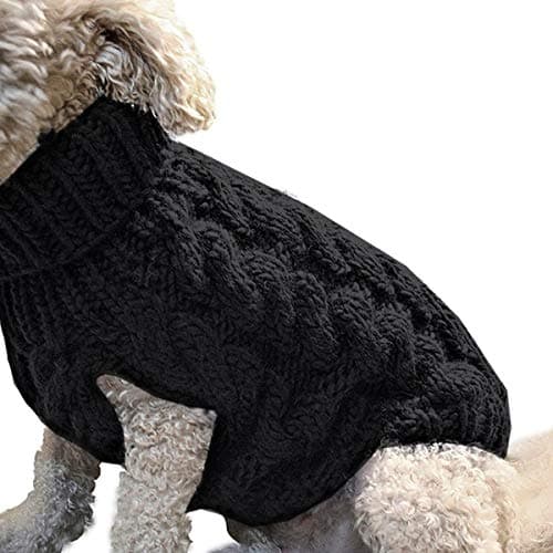 FAMKIT Manteau en Tricot à col roulé pour Chien, vêtements pour Chiens de Compagnie(Convient Uniquement aux Chiens de Petite ou Moyenne Taille // Les Grands Chiens n'achètent Pas !!) Black,M