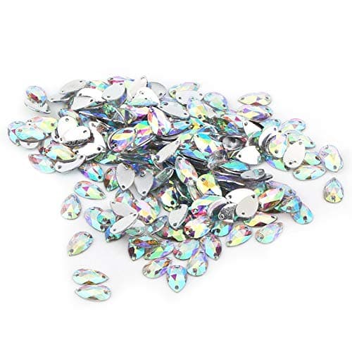 200 pièces couture goutte forme coudre sur résine flatback avec Double trous pour bricolage vêtements chaussures ceinture sacs(multicolore)