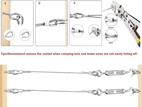TooTaci Corde en Acier Inoxydable à Suspendre Kit,30M/2mm Câble en Acier Inoxydable Revêtu avec M5 Tendeurs de Fil,Kit Cable Metallique 2mm pour Plantes Grimpante,Outdoor Suspension,Corde a linge