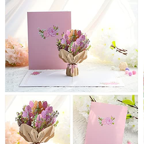 Carte Pop Up Fleur, Carte Pop Up 3d Anniversaire, 15 * 20cm,Carte de voeux 11D pop - up avec enveloppes naturelles - carte de voeux épaisse de haute qualité avec des cartes de voeux