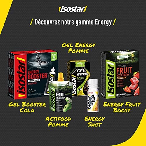Isostar Actifood Pomme Gel Énergétique Source de Glucides/Vitamines Apport en Energie, 90 g