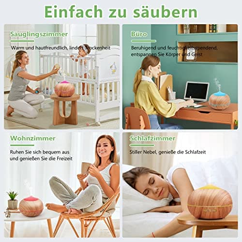 Humidificateur d'air Diffuseur d'Huiles Essentielles: 400ml Humidificateur Ultrasonique Diffuseur Aromathérapie avec 4 réglages de minuterie 7 Couleurs Lumières LED pour la Maison Bureau Chambre