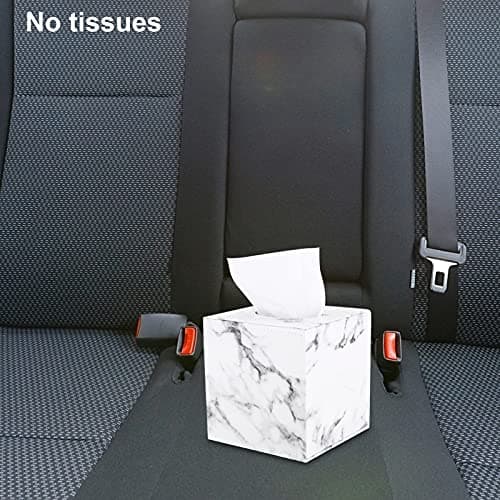 FYBlossom Boîte à Mouchoirs Rectangulaire Originale, Boîte à Mouchoirs en Cuir PU, Distributeur De Mouchoirs Marbre Europe du Nord pour Voiture Bureau Cuisine Salon (Style C)
