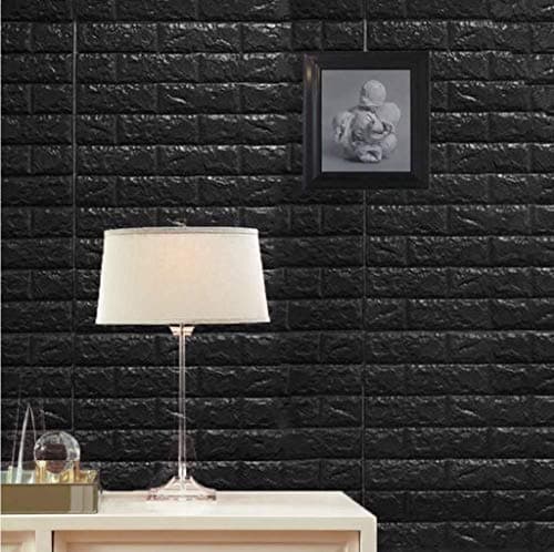 3d Stickers RHP Muraux Brique Rayon De Soleil PE Papier Peint Non-Toxique Mousse Odeur Auto-Adhésif Mural DIY Autocollant Panneau, facile Noir Lot de 10