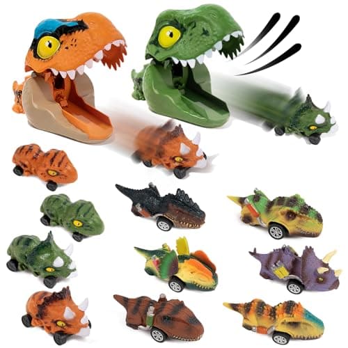 KADAYAYA Voiture de Jouet de Dinosaures pour Enfants 3 à 5 Ans, Dinosaures Véhicules à Friction Les Garçons de 2-6 Ans, Mini Dino Voiture Jouet Ensemble Cadeau Tout-Petits Garçons et Filles