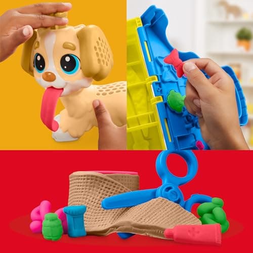 Play-Doh Coffret Le Cabinet Vétérinaire, Mallette Transportable avec Chien, 10 Outils et 5 Pots de Pâte à Modeler Atoxique, Jouet Créatif pour Enfants dès 3 Ans