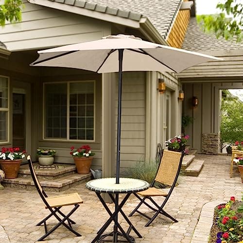 Uposao Housse De Rechange pour Parasol 6 Baleines Résistant À La Décoloration - De Terrasse et Table De Marché pour Extérieur, Plage