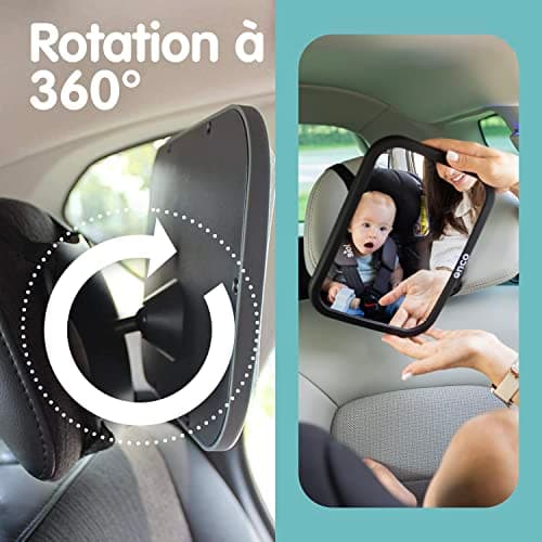 Onco Miroir Voiture Bébé Retroviseur - 100% Incassable, Miroir Bébé Voiture, Double Prix : Meilleure invention de voyage 2023 et Meilleur produit de sécurité 2024, Accessoire Voiture
