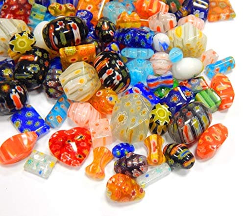 Perlin Millefiori R194 x2 Lot de 80 perles de verre multicolores pour enfants